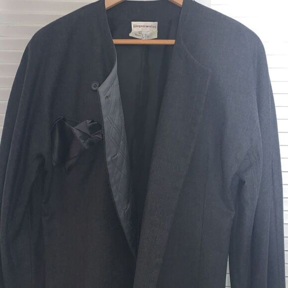 Vintage Jurgen Weiss Gray New Wool Cashmere Button Down Blazer Jacket Size 8 - Picture 6 of 16